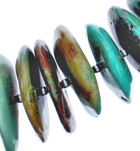 Wheel Turquoise Authtentic Sterling Silver Bead Necklace BX119697