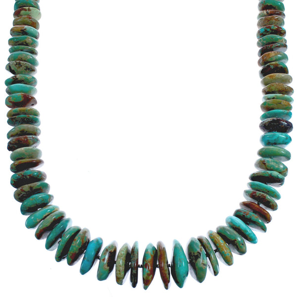 Turquoise Authentic Sterling Silver Wheel Beaded Necklace BX119699