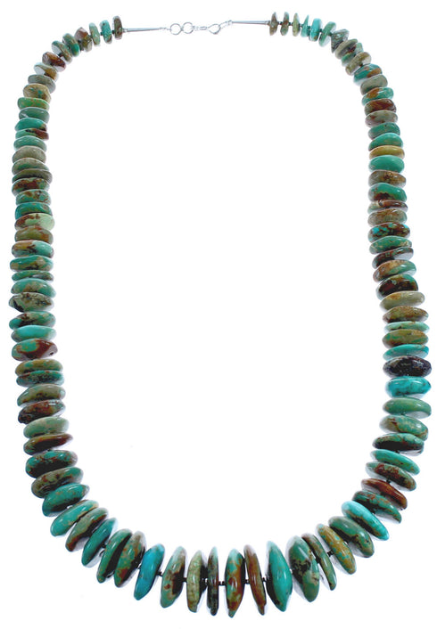 Turquoise Authentic Sterling Silver Wheel Beaded Necklace BX119699