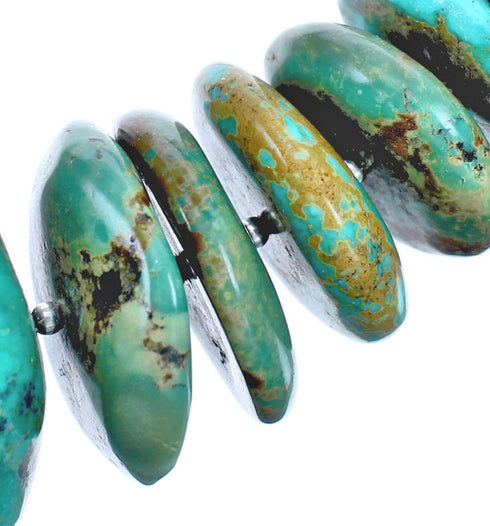 Turquoise Authentic Sterling Silver Wheel Beaded Necklace BX119699