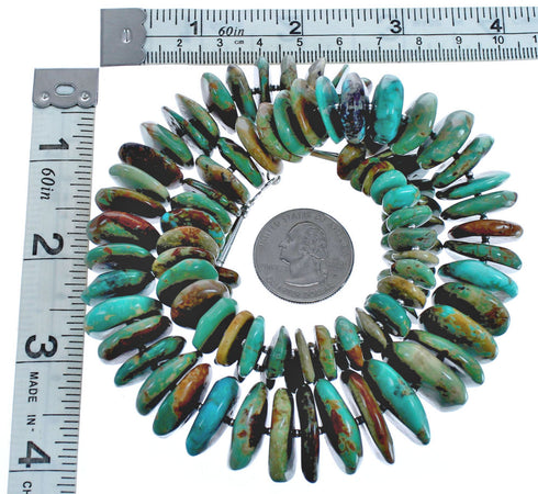Turquoise Authentic Sterling Silver Wheel Beaded Necklace BX119699