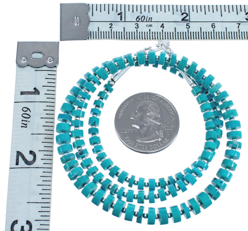 Authentic Southwest Turquoise Sterling Silver Bead Necklace BX119710