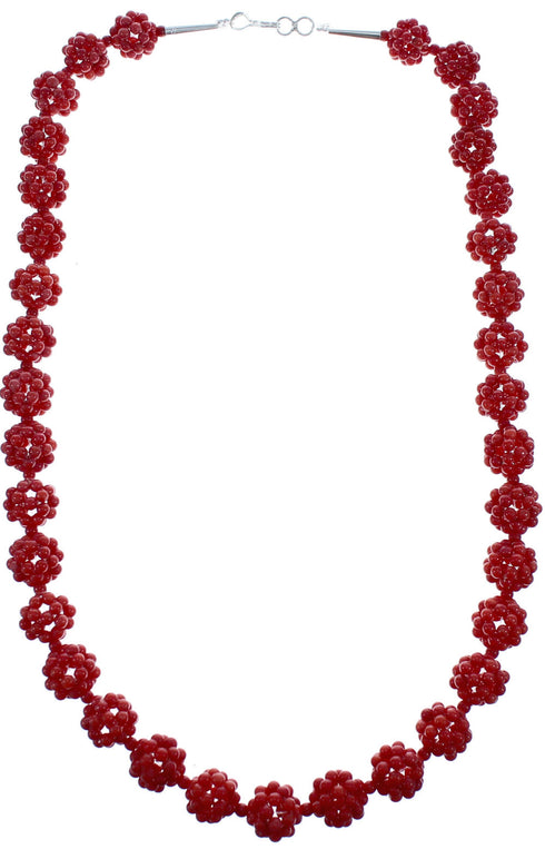 Southwest Coral Authentic Sterling Silver Southwestern Bead Necklace BX119714