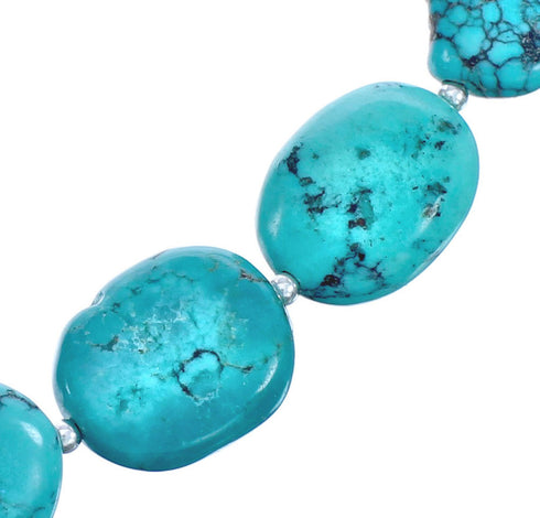 Authentic Sterling Silver Kingman Turquoise Bead Necklace BX119836