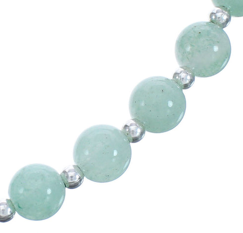 Southwest Genuine Sterling Silver Aventurine Bead Necklace BX119834