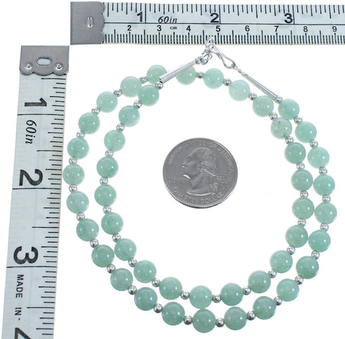 Southwest Genuine Sterling Silver Aventurine Bead Necklace BX119834