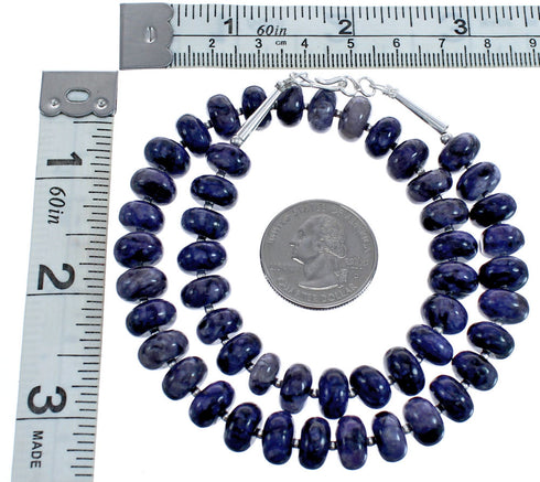 Southwest Sterling Silver Purple Agate Bead Necklace BX119839