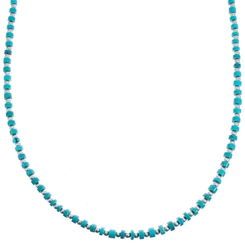 Authentic Sterling Silver Southwest Turquoise Bead Necklace BX119844