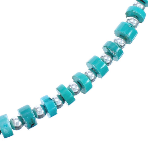 Authentic Sterling Silver Southwest Turquoise Bead Necklace BX119844
