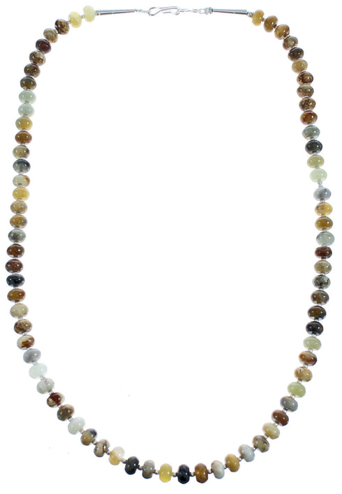 New Jade Crystal Genuine Sterling Silver Southwest Bead Necklace BX119917
