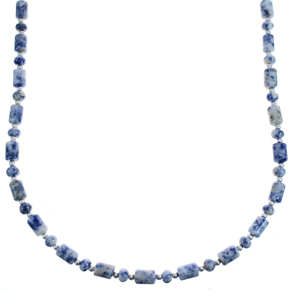 Authentic Sterling Silver Southwest Dumortierite Bead Necklace BX119849