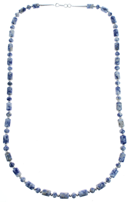 Authentic Sterling Silver Southwest Dumortierite Bead Necklace BX119849