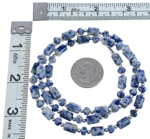 Authentic Sterling Silver Southwest Dumortierite Bead Necklace BX119849