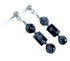 Authentic Sterling Silver Snowflake Obsidian Bead Post Dangle Earrings BX119913