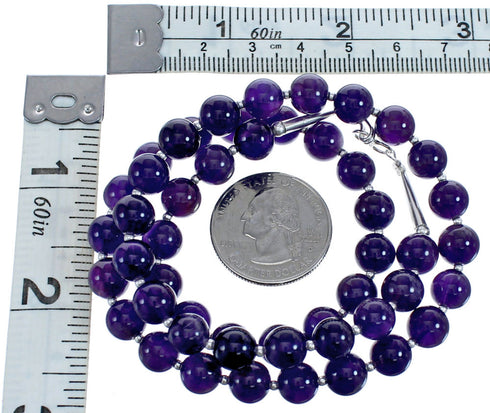 Amethyst Southwest Sterling Silver Bead Necklace BX120548