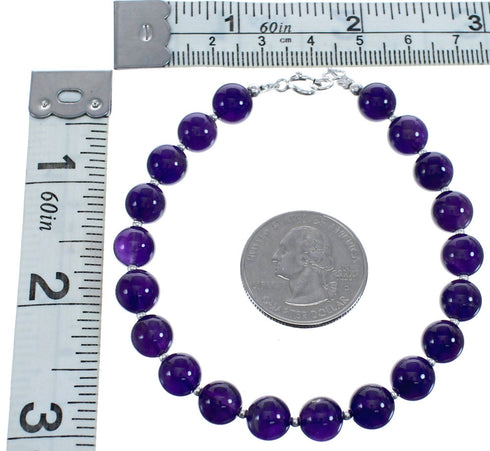 Southwest Sterling Silver Amethyst Bead Bracelet BX120572