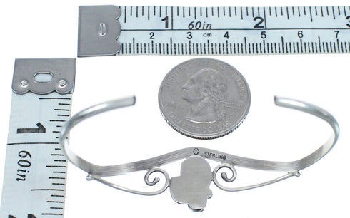 Pink Opal Sterling Silver Scalloped Leaf Navajo Cuff Bracelet BX120208