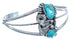 Navajo Turquoise Sterling Silver Flower And Scalloped Leaf Cuff Bracelet BX120226