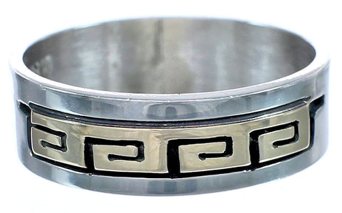 14 Karat Gold Authentic Sterling Silver Native American Ring Size 5-1/2 BX120073