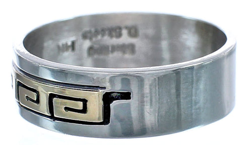 14 Karat Gold Authentic Sterling Silver Native American Ring Size 5-1/2 BX120073