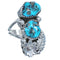 Sterling Silver Turquoise Native American Flower And Leaf Ring Size 7-1/4 BX120088