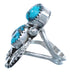 Sterling Silver Turquoise Native American Flower And Leaf Ring Size 7-1/4 BX120088