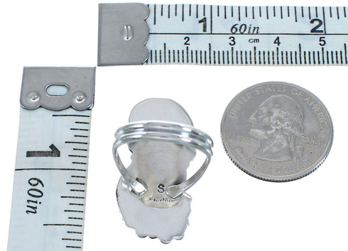 Sterling Silver Turquoise Native American Flower And Leaf Ring Size 7-1/4 BX120088