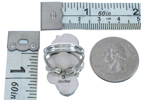 Sterling Silver Turquoise Flower And Leaf Navajo Ring Size 5-1/2 BX120089