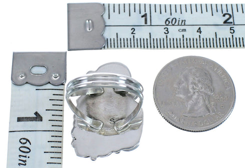 Sterling Silver Turquoise Flower Navajo Ring Size 8-1/2 BX120093