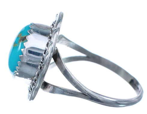 Authentic Sterling Silver Turquoise Navajo Hand Crafted Ring Size 7-1/2 BX120118
