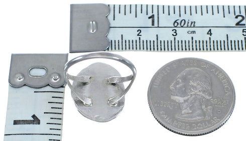 American Indian Sterling Silver Turquoise Hand Crafted Ring Size 8-1/4 BX120117