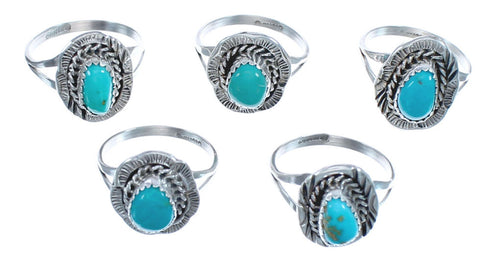 Authentic Sterling Silver Turquoise Navajo Hand Crafted Ring Size 7-1/2 BX120118