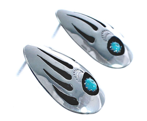 Authentic Sterling Silver Turquoise Bear Paw Navajo Post Earrings BX120003