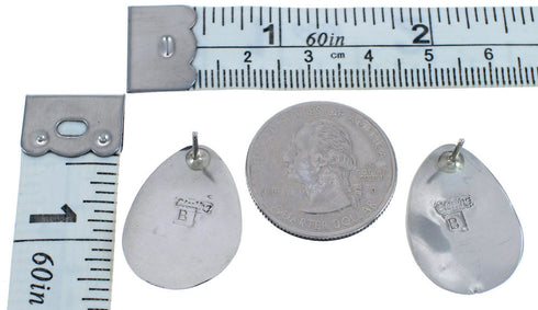 Authentic Sterling Silver Turquoise Bear Paw Navajo Post Earrings BX120003