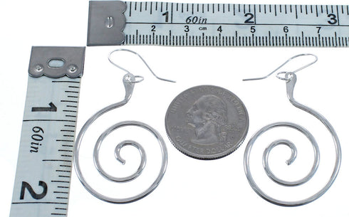 Zuni Snake Sterling Silver Hook Dangle Earrings BX120010