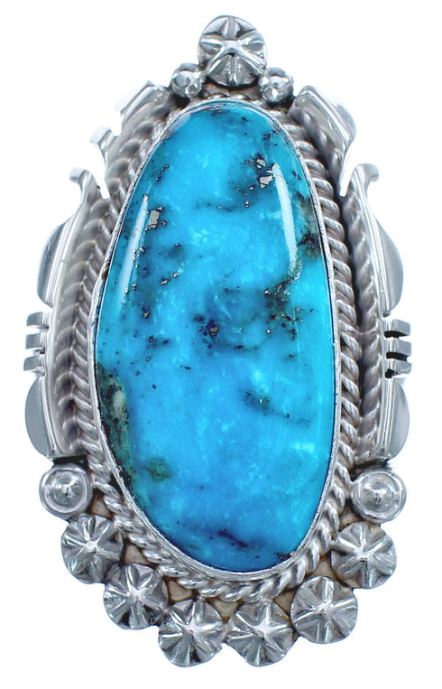 Genuine Sterling Silver Navajo Indian Turquoise Ring Size 11-1/2 BX119981