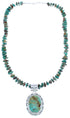 Sterling Silver Turquoise Native American Bead Pendant Necklace Set BX120366