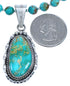 Navajo Sterling Silver Turquoise Pendant Bead Necklace Set BX120369