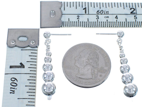 Southwest Genuine Sterling Silver Bead Post Dangle Earrings BX120387