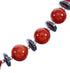 Bead Coral and Hematite Sterling Silver Southwestern Necklace BX120509