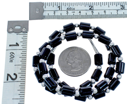 Authentic Sterling Silver Onyx Southwestern Bead Necklace BX120506