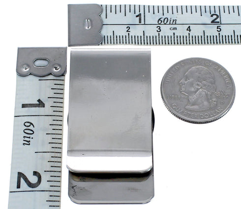 Native American Sterling Silver Bear Paw Turquoise Money Clip BX120449