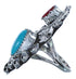 American Indian Flower Turquoise Coral Sterling Silver Ring Size 7-1/2 BX120030