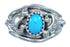 Native American Authentic Sterling Silver Scalloped Leaf Turquoise Ring Size 5-1/2 BX120038