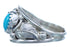 Native American Authentic Sterling Silver Scalloped Leaf Turquoise Ring Size 5-1/2 BX120038