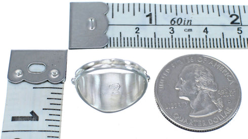 Native American Authentic Sterling Silver Scalloped Leaf Turquoise Ring Size 5-1/2 BX120038