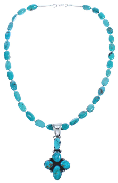 Sterling Silver Turquoise Native American Bead Necklace Set BX120477