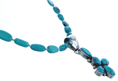 Sterling Silver Turquoise Native American Bead Necklace Set BX120477