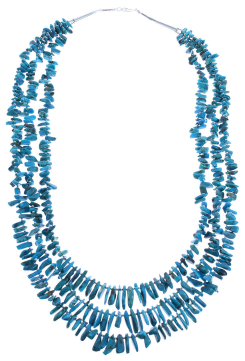 Kingman Turquoise 3-Strand Authentic Sterling Silver Bead Necklace BX120354