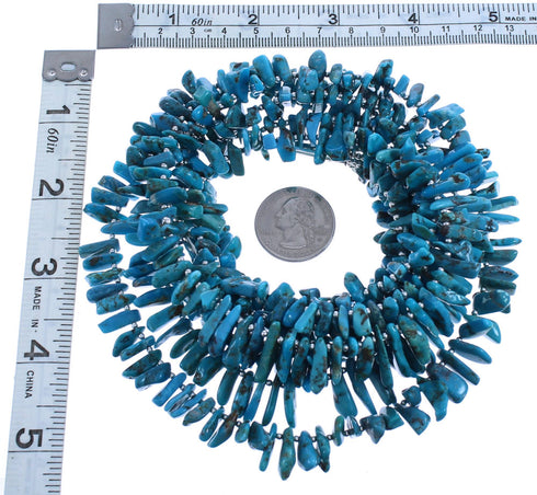 Kingman Turquoise 3-Strand Authentic Sterling Silver Bead Necklace BX120354